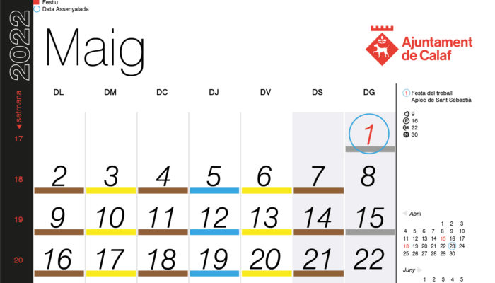 Calendari de recollida porta a porta – maig 2022