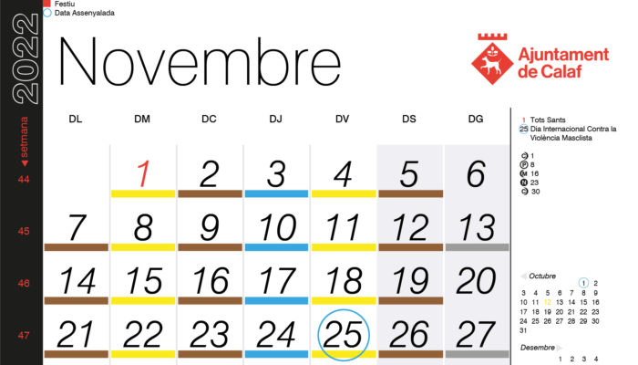 Calendari de recollida porta a porta – novembre 2022