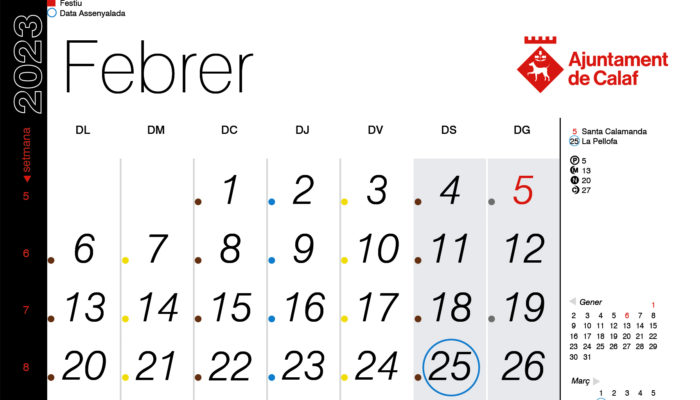 Calendari de recollida porta a porta – febrer 2023