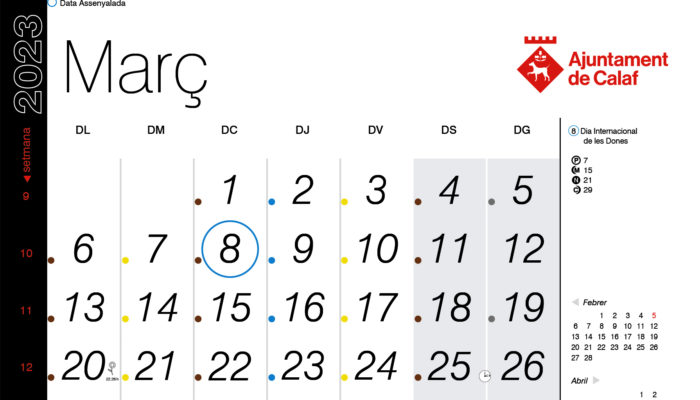 Calendari de recollida porta a porta – març 2023