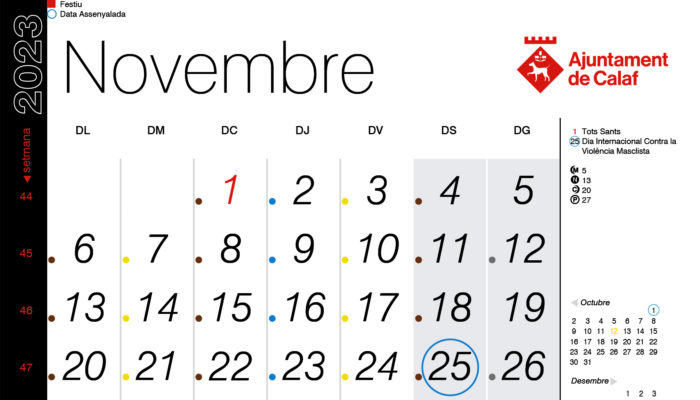 Calendari de recollida porta a porta – novembre 2023