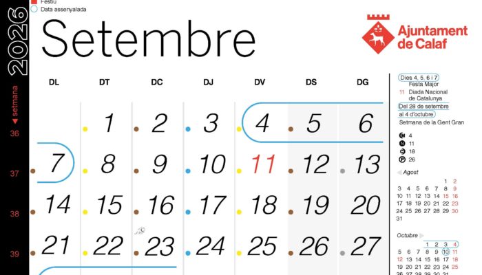 Calendari de recollida porta a porta – setembre 2026