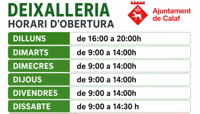 Comença l’horari d’estiu a la deixalleria